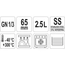 YATO GASTRO Inserție inox 65 mm GN 1/3 2,5 l
