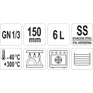 YATO GASTRO Insert Inox 150 mm GN 1/3