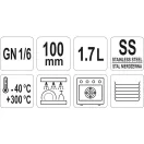YATO GASTRO Insert Inox 100 mm GN 1/6