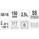 YATO GASTRO Insert Inox 150 mm GN 1/6
