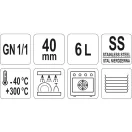 YATO GASTRO Insert Inox 40 mm GN 1/1
