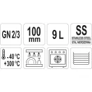 YATO GASTRO Insert Inox 100 mm GN 1/2