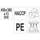 YATO GASTRO Placa de taiere 450 x 300 x 13 mm PE alb
