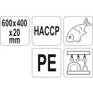 YATO GASTRO Placa de taiere 600 x 400 x 20 mm PE albastru