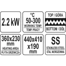YATO GASTRO Gratar de contact 440 mm 2200 W tava de copt cu nervuri