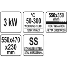 YATO GASTRO Gratar 550 mm 3000 W tava de copt plat si cu nervuri
