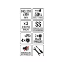 YATO GASTRO Carucior de mancare cu 3 rafturi