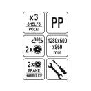 YATO GASTRO Cărucior pentru alimente cu 3 rafturi, plastic