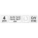 YATO Set chei pentru țevi frână 4 piese 8-17 mm CrV 6140