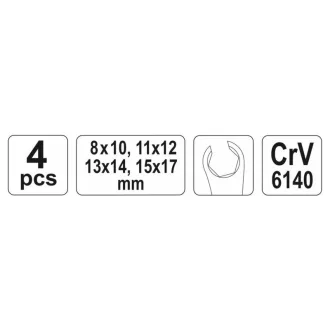 YATO Set chei pentru țevi frână 4 piese 8-17 mm CrV 6140