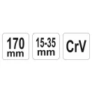 YATO Cheie reglabila 15-35 mm / 170 mm CrV