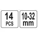 YATO Set chei inelare-combinate cotite, 14 piese, 10-32 mm