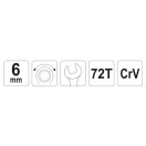 YATO Cheie combinată cu clichet 6 mm / 120 mm 72T CrV