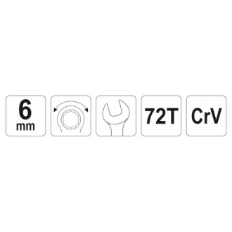 YATO Cheie combinată cu clichet 6 mm / 120 mm 72T CrV