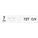 YATO Cheie combinată cu clichet 7 mm / 130 mm 72T CrV