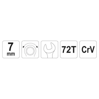 YATO Cheie combinată cu clichet 7 mm / 130 mm 72T CrV