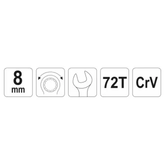 YATO Cheie combinate cu clichet 8 mm / 141 mm 72T CrV