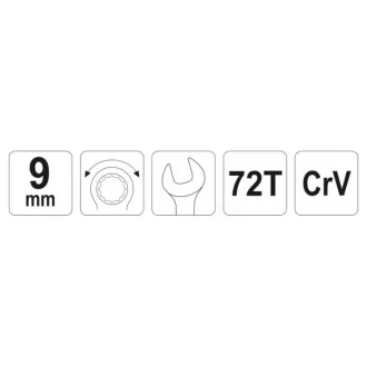 YATO Cheie combinate cu clichet 9 mm / 151 mm 72T CrV