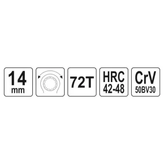YATO Cheie inelară cu clichet 14 mm / 195 mm CrV