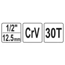 Arborele de antrenare cu clichet YATO pentru cheie treptă pentru radiator 1/2" 30T CrV