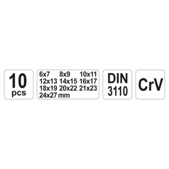 YATO Set chei cu furcă 10 piese 6-27 mm CrV