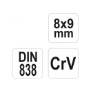 YATO Cheie hexagonală cu cap înclinat 8 x 9 mm CrV