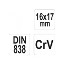 YATO Cheie combinată îndoită 16 x 17 mm CrV