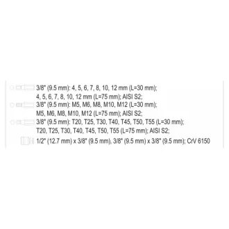   YATO Set de biți Torx și imbus, 40 de bucăți (1/2"-3/8" H4-H12, M5-M12, T20-T55)