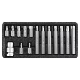   YATO Set Torx 15 piese tamperproof T20-T55 L=30 mm, L=75 mm 1/2"