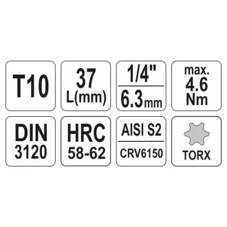 YATO Bit cheie tubulare Torx 1/4" T10 CrV