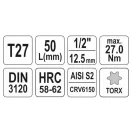 YATO Bit cheie tubulare Torx 1/2" T27 CrV