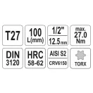 YATO Cheie tubulară lungă Torx 1/2" T27 CrV