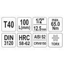 YATO Cheie tubula lunga Torx 1/2" T40 CrV