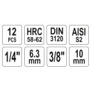 Set de prize YATO Bit 12 piese Torx 1/4", 3/8" CrV