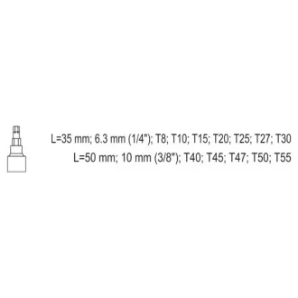 Set de prize YATO Bit 12 piese Torx 1/4", 3/8" CrV