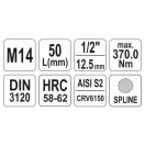 YATO Bit cheie tub Spline 1/2" M14 CrV
