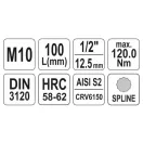 YATO Cheie tubulară lungă Spline 1/2" M10 CrV