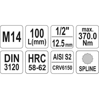 YATO Cheie tubulară lungă Spline 1/2" M14 CrV