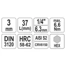 YATO Bit cheie Allen 1/4" 3 mm CrV
