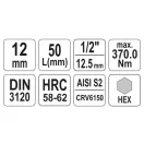 YATO Bit cheie Allen 1/2" 12 mm CrV