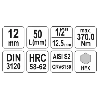 YATO Bit cheie Allen 1/2" 12 mm CrV