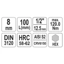 YATO Cheie tubulară lungă Allen 1/2" 8 mm CrV