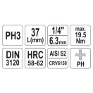 YATO Bit cheie Phillips 1/4" PH3 CrV