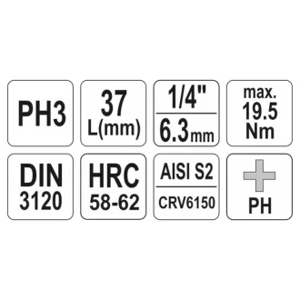 YATO Bit cheie Phillips 1/4" PH3 CrV