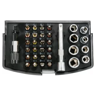 YATO Set biți și prize 34 piese 1/4" S2