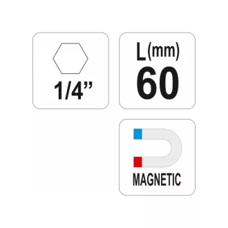 YATO Suport bit 60 mm 1/4" magnetic