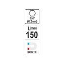 YATO Suport bit 150 mm 1/4" magnetic