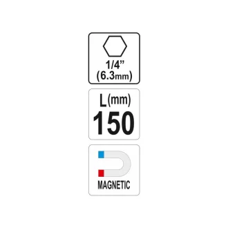 YATO Suport bit 150 mm 1/4" magnetic
