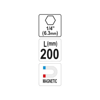YATO Suport bit 200 mm 1/4" magnetic