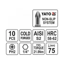 Vârf YATO Bit PH2 x 75 mm (10 buc)